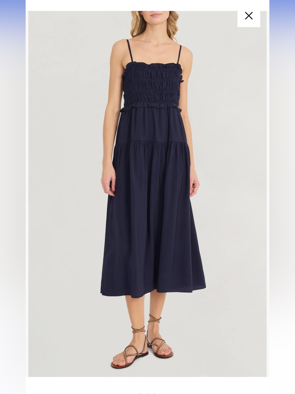 Women's Navy Tiered Midi Dress